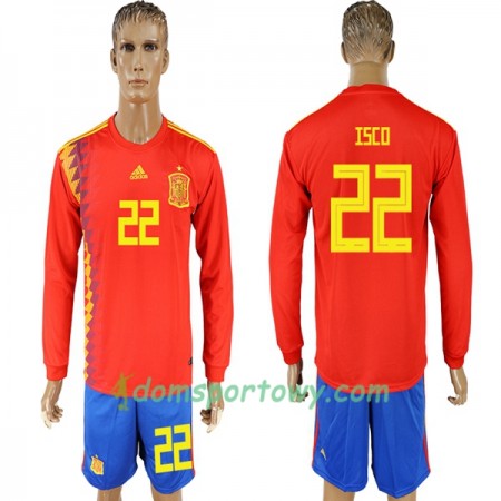 Koszulka Hiszpania Isco 22 Domowe Koszulki Piłkarskie Mistrzostwa Świata 2018 Długi Rękaw